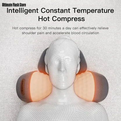 Electric Neck Massager Cervical Pillow Hot Compress Neck Stretch Heating Vibration Neck Shoulder Massage Pillow Back Traction