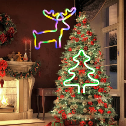 Christmas Decorative Lights, Elk Santa Claus Cute Led Lights, USB or Battery Powered, Holiday Gifts, Room Decoration