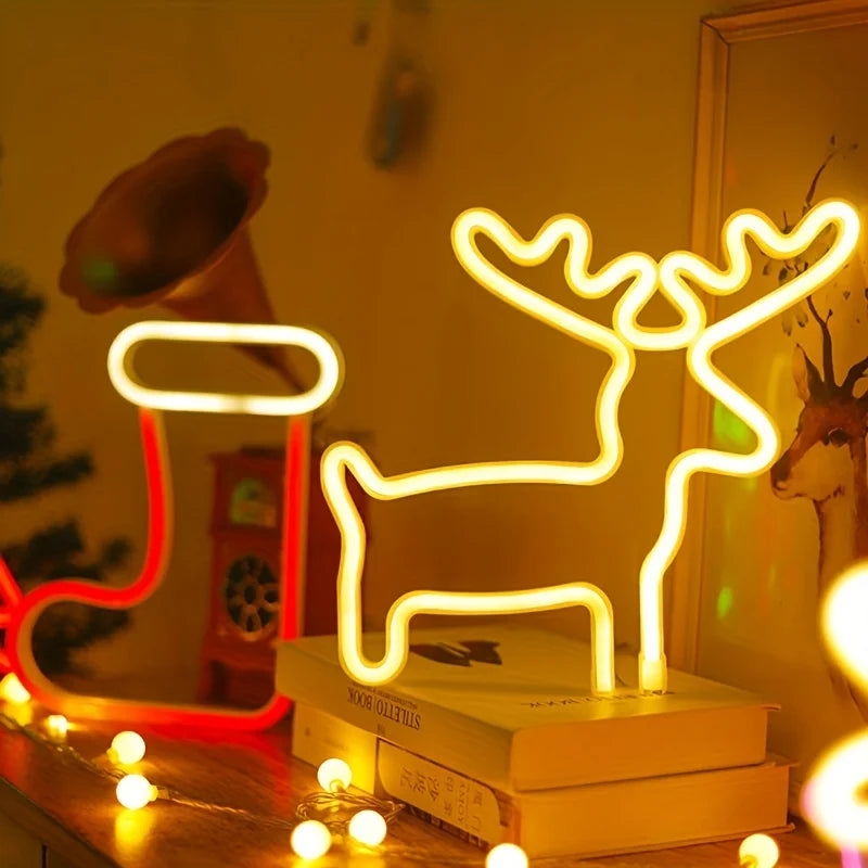 Christmas Decorative Lights, Elk Santa Claus Cute Led Lights, USB or Battery Powered, Holiday Gifts, Room Decoration