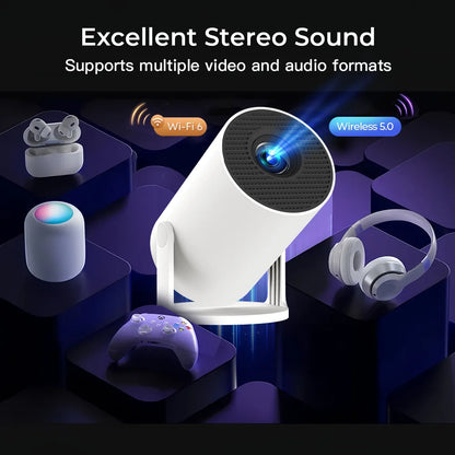 LynCast Projector 4K HD X1BQ Native 720P Android 11 Dual Wifi6 BT5.0 260ANSI 180° Rotatable Home Cinema Office Upgrated HY300