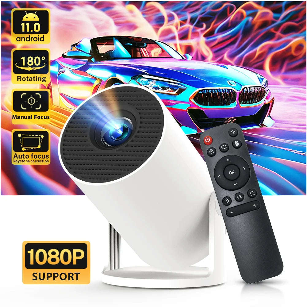 LynCast Projector 4K HD X1BQ Native 720P Android 11 Dual Wifi6 BT5.0 260ANSI 180° Rotatable Home Cinema Office Upgrated HY300