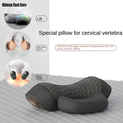 Electric Neck Massager Cervical Pillow Hot Compress Neck Stretch Heating Vibration Neck Shoulder Massage Pillow Back Traction