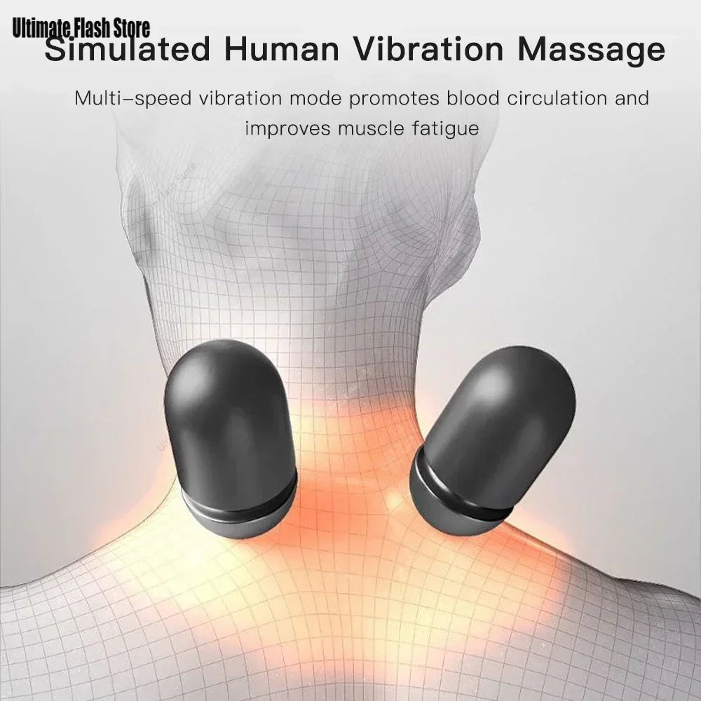 Electric Neck Massager Cervical Pillow Hot Compress Neck Stretch Heating Vibration Neck Shoulder Massage Pillow Back Traction