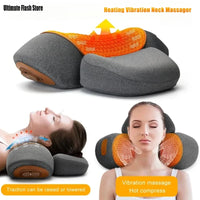 Electric Neck Massager Cervical Pillow Hot Compress Neck Stretch Heating Vibration Neck Shoulder Massage Pillow Back Traction