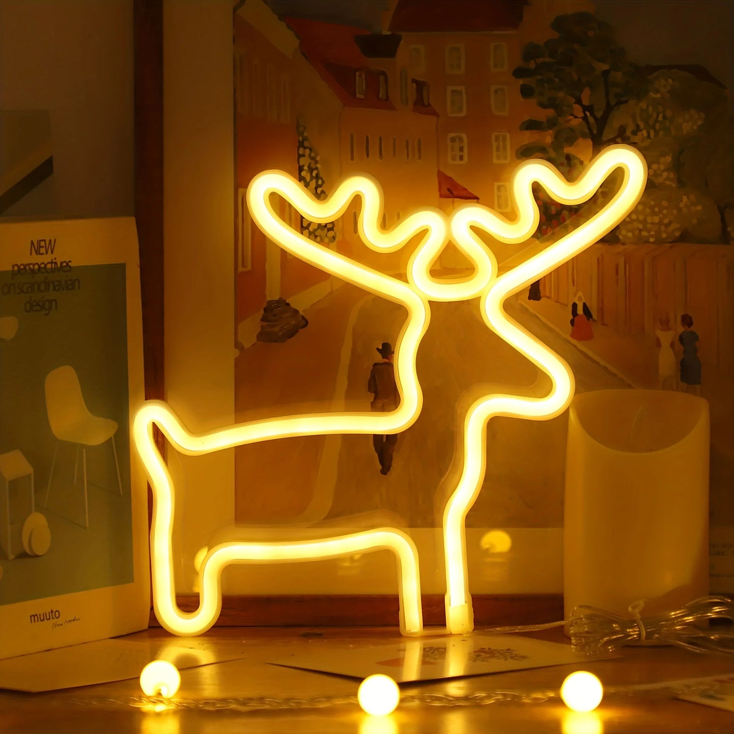 Christmas Decorative Lights, Elk Santa Claus Cute Led Lights, USB or Battery Powered, Holiday Gifts, Room Decoration