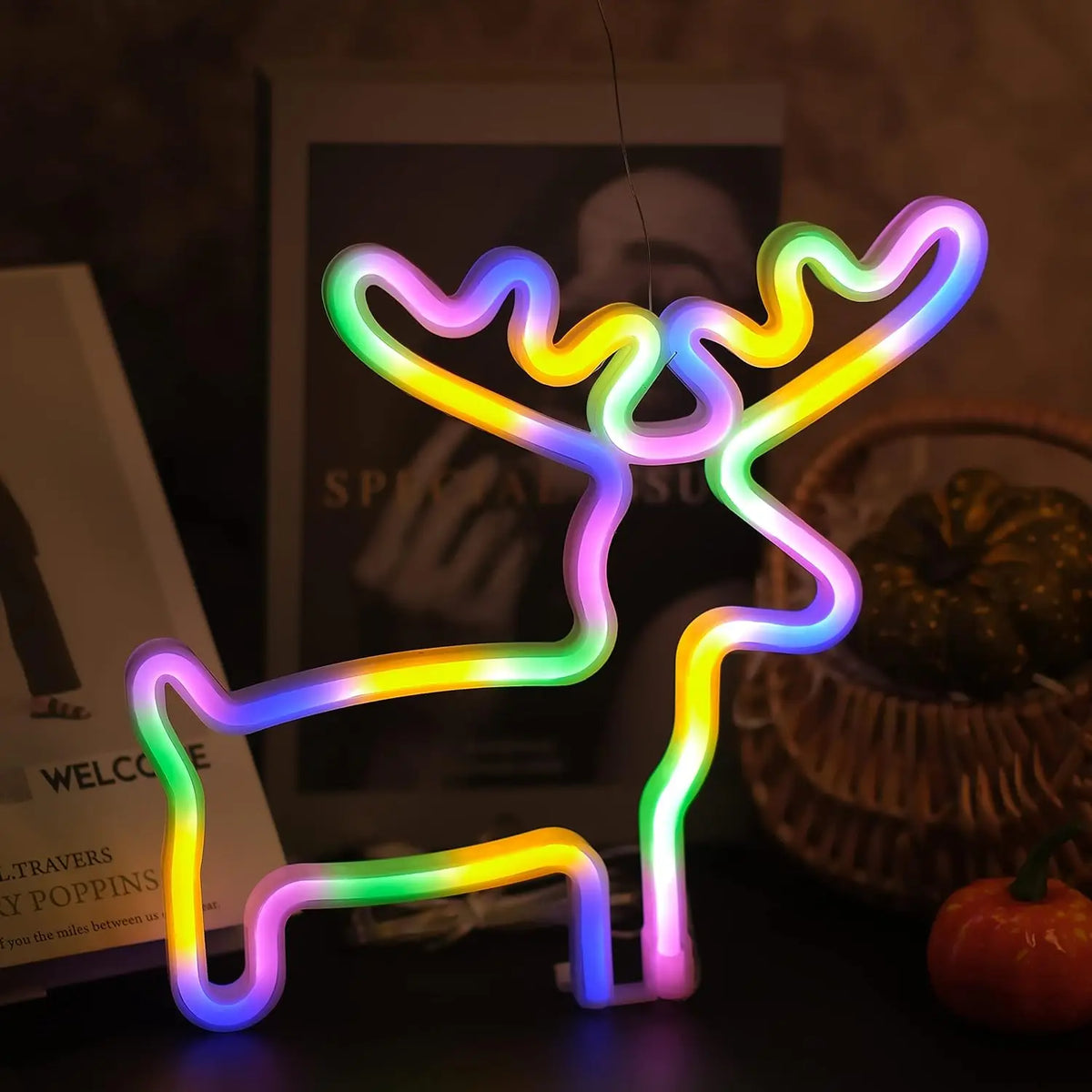Christmas Decorative Lights, Elk Santa Claus Cute Led Lights, USB or Battery Powered, Holiday Gifts, Room Decoration